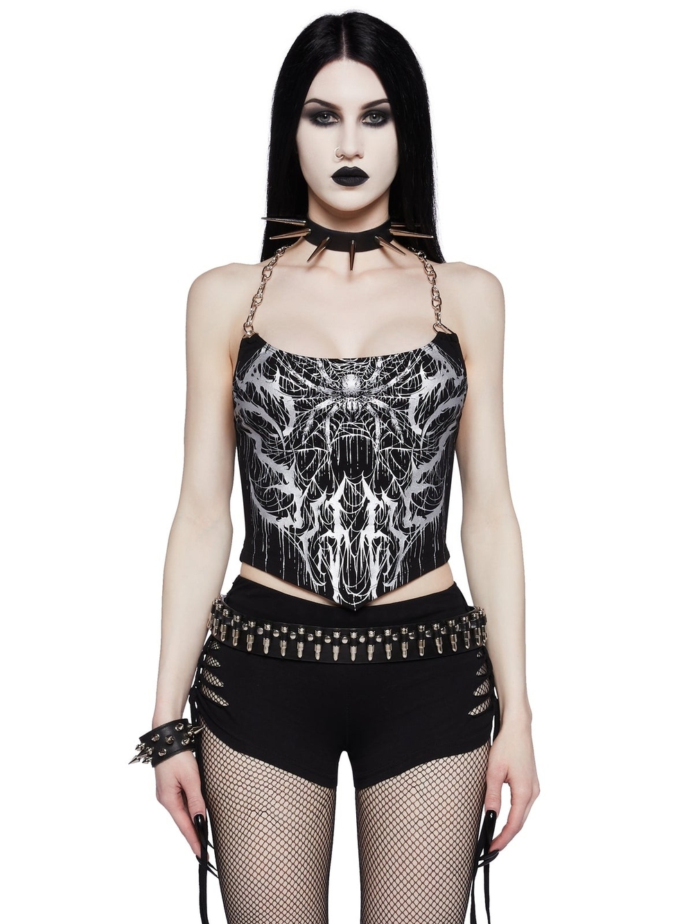 Doll's Kill Widow Sable Chains Halter Top